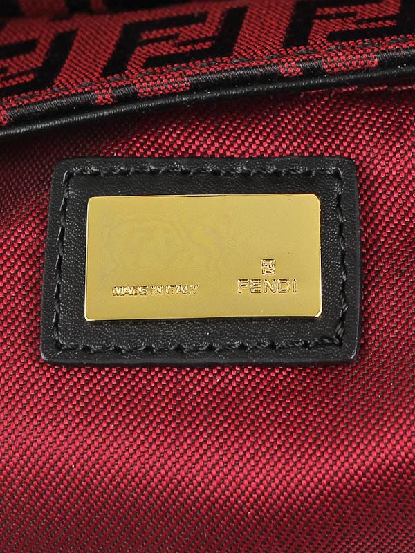 Fendi Black/Red Zucchino Canvas Pochette Evening Bag | Yoogi's Closet