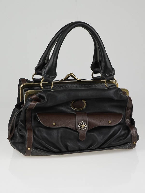 Chloe Black Leather Double-Frame Maggie Bag