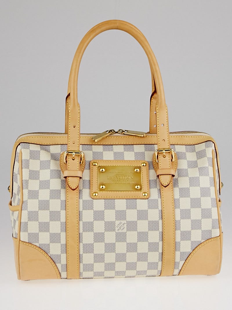 Louis Vuitton Berkeley handbag in azur damier canvas and natural
