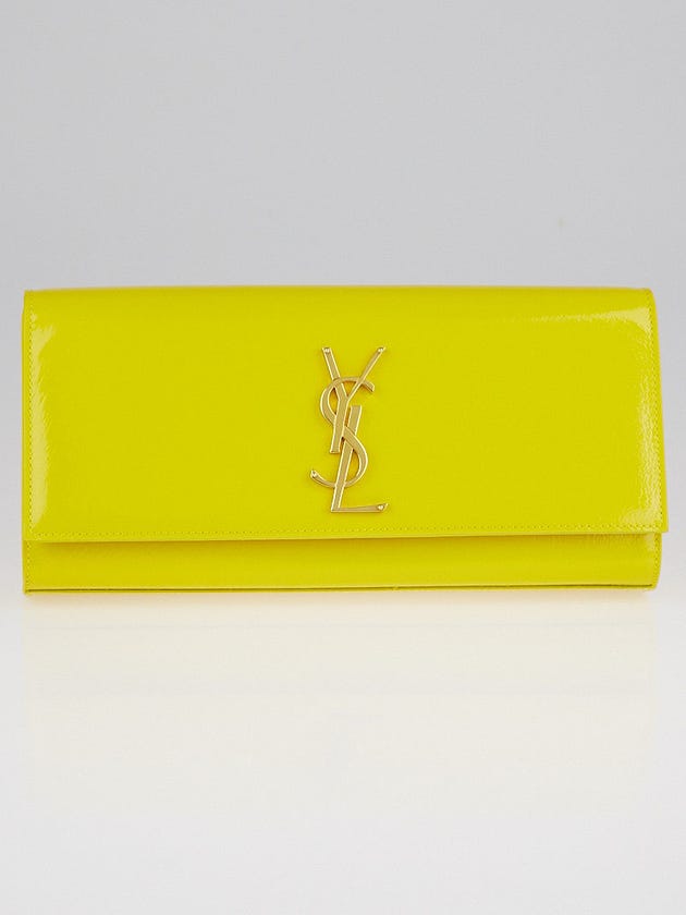 Yves Saint Laurent Yellow Patent Leather Cassandre Clutch Bag