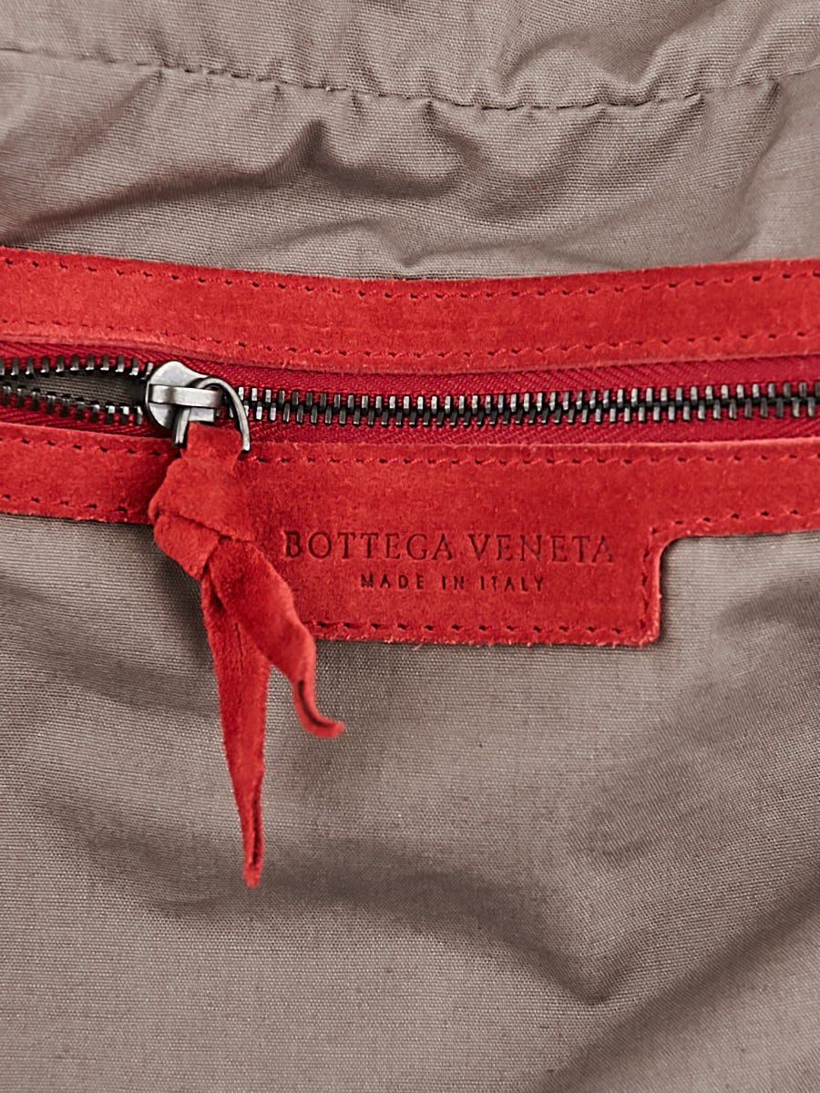 Bottega Veneta Red Suede Intrecciato Large Knot Hobo Bag | Yoogi's