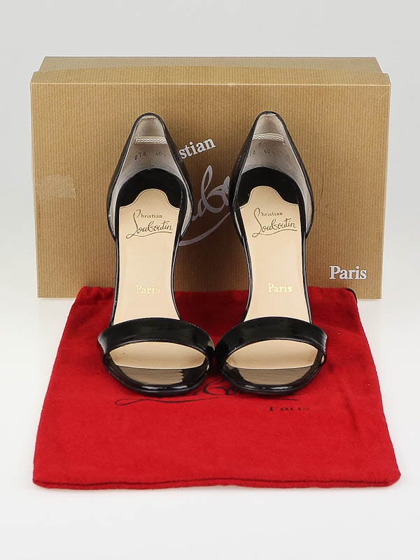 Christian Louboutin Black Patent Leather Pass Mule Zeppa