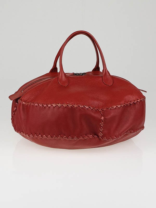 Bottega Veneta Limited Edition Red Leather and Watersnake Cushion Bag