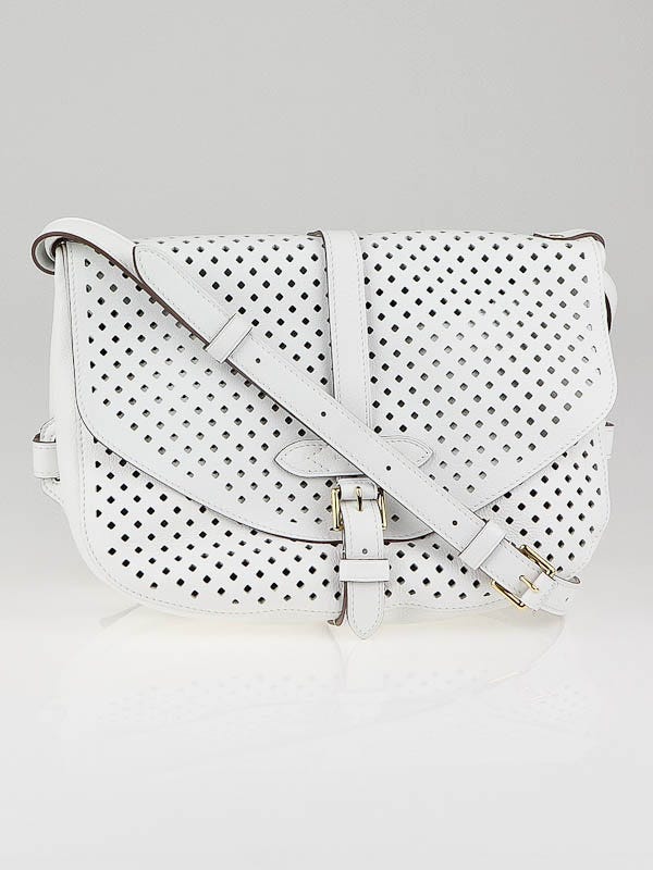 Louis Vuitton White Flore Perforated Leather Saumur Bag - Yoogi's