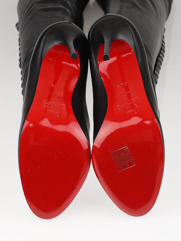 Christian Louboutin Black Leather Supra Fifre 100 Thigh-High