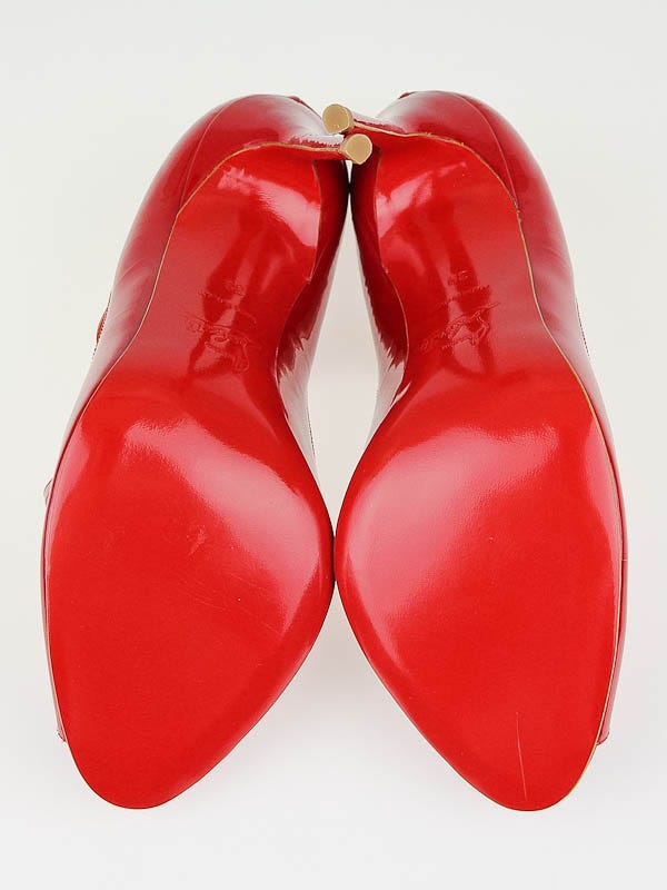 Christian Louboutin Red Patent Leather Criss-Cross Mary-Jane
