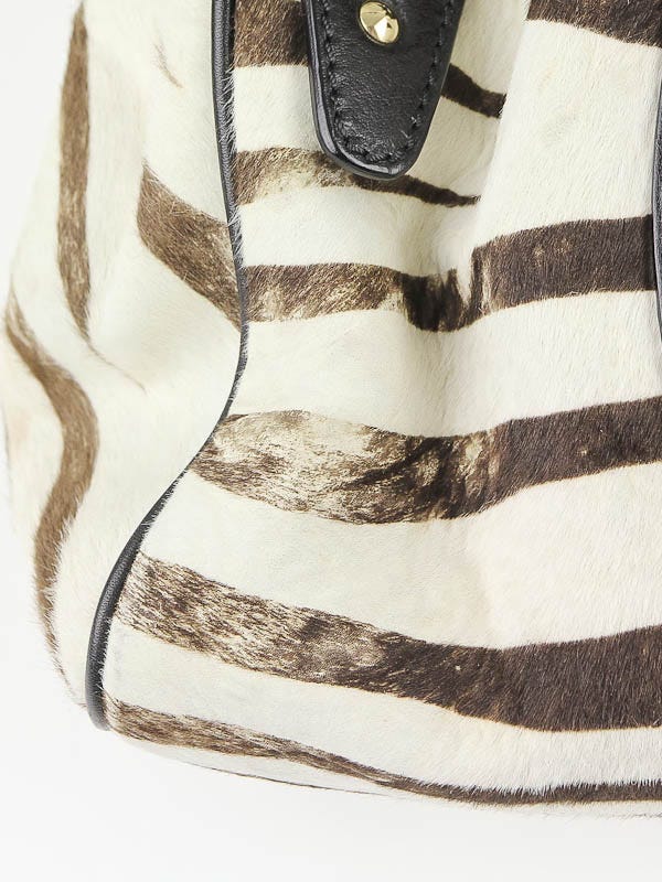 Jimmy Choo Brown/White Zebra Print Pony Hair Small Riki Bag