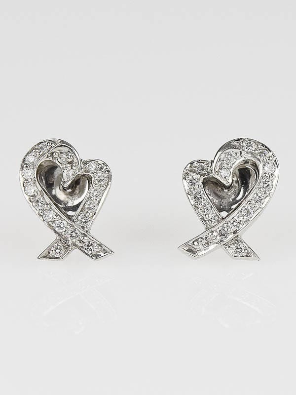Tiffany and Co. Platinum and Diamond Paloma Picasso Loving Heart Stud Earrings