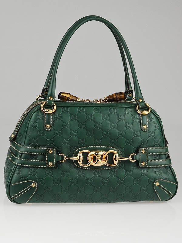 Gucci Green Guccissima Leather Wave Boston Bag