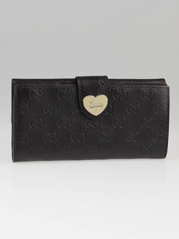 Gucci Dark Brown Guccissima Leather Heart International Long Wallet |  Yoogi's Closet