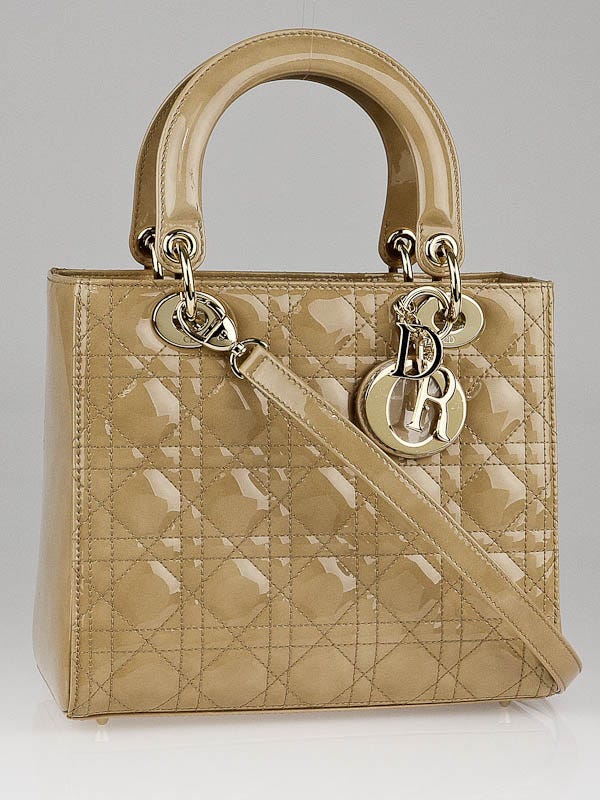 Lady dior 2025 beige patent bag