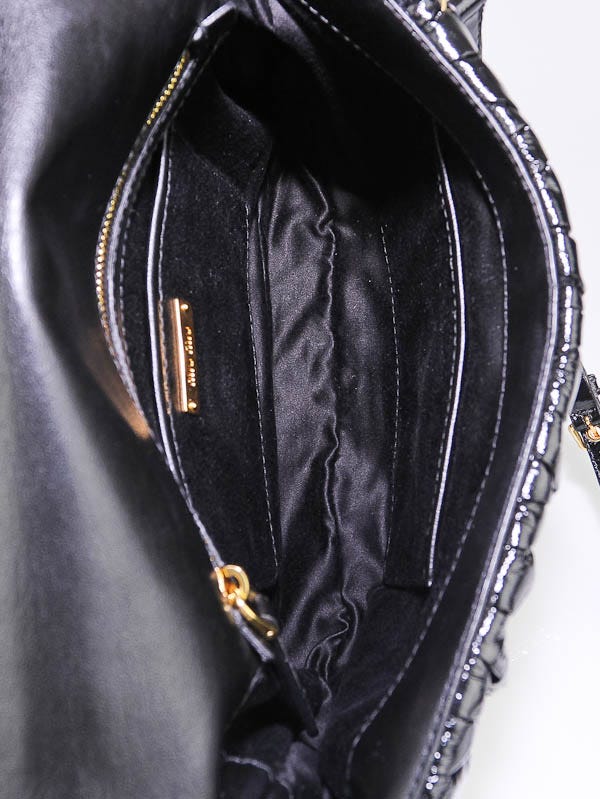 Miu Miu Black Patent Leather Pattina Small Crossbody Bag | Yoogi's