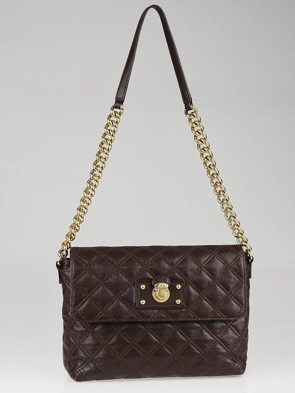Marc Jacobs Chocolate Brown Quilted Leather Large Single Bag - Yoogi's  Closet