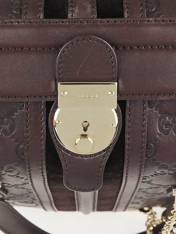 Gucci Dark Brown Guccissima Leather Wave Boston Bag - Yoogi's Closet