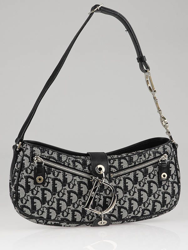 Christian Dior Black Diorissimo Canvas Small Shoulder Bag