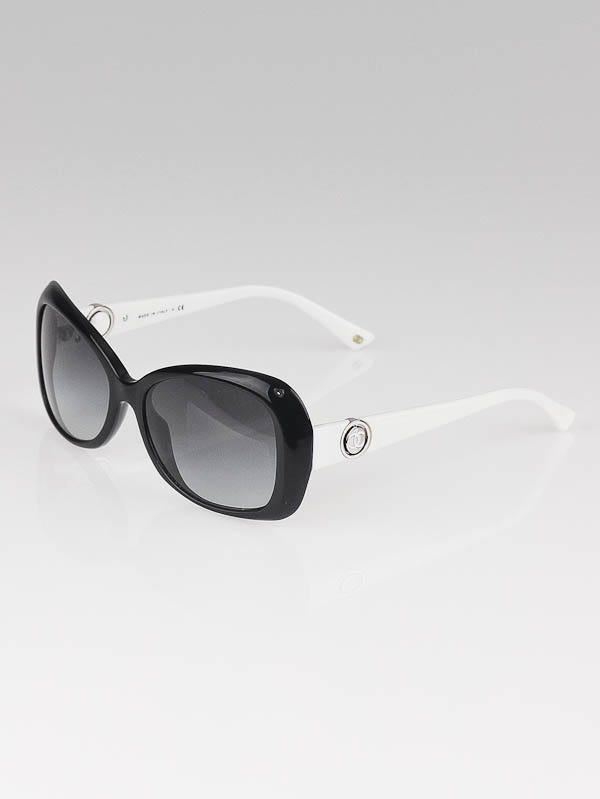 Chanel Black and White Frame CC Logo Sunglasses - Yoogi's Closet