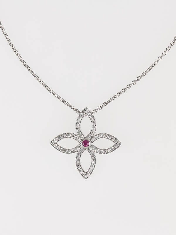 Louis Vuitton Craquantes Pink Sapphire Diamond White Gold Pendant