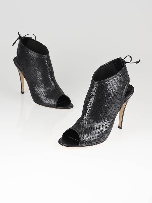 Manolo Blahnik Black Sequin Ermade Booties Size 10.5/41