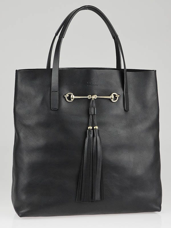 Gucci Black Leather Park Avenue Horsebit Small Tote Bag