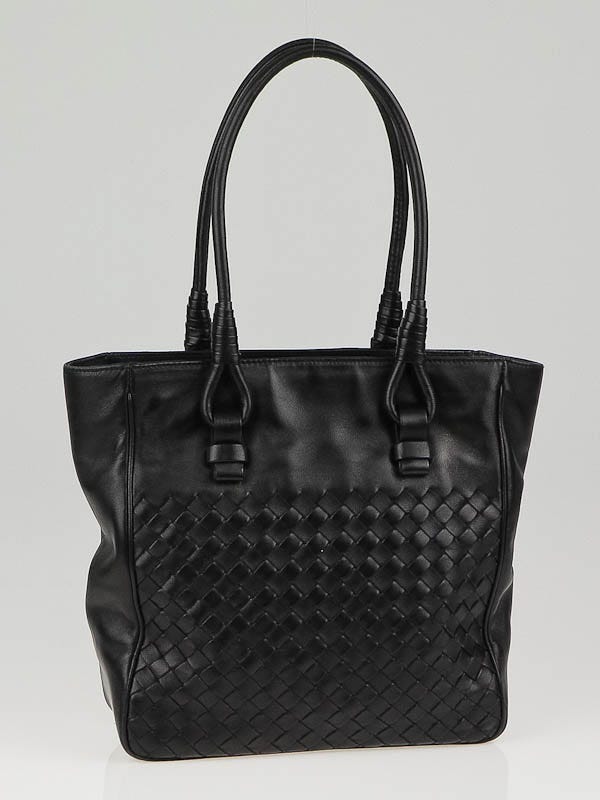 Bottega Veneta Black Nappa Woven Leather Small Tote Bag