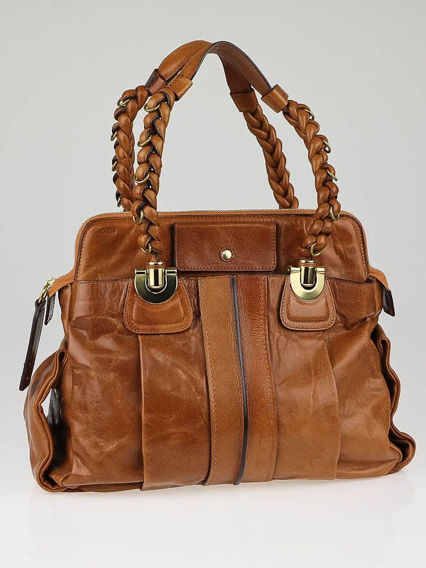 Chloe Nutmeg Calfskin Leather Heloise Large Satchel Bag