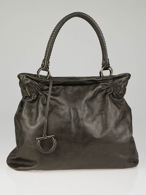 Salvatore Ferragamo Espresso Calfksin Leather Nilla Tote Bag
