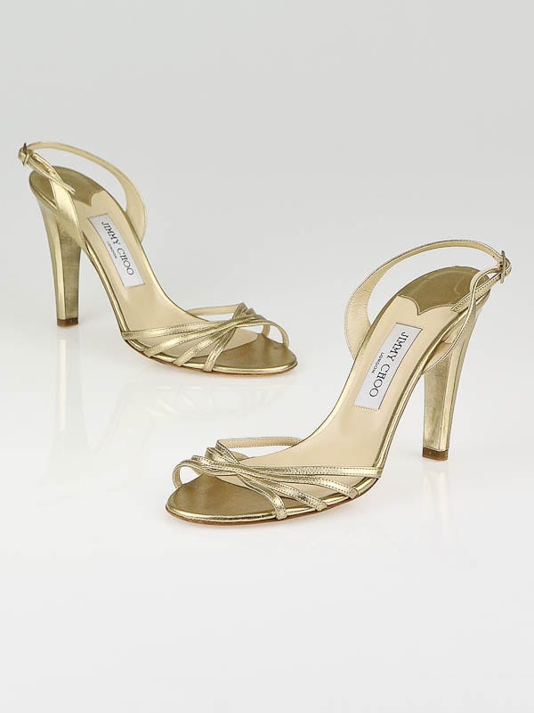 Jimmy Choo Gold Leather Epsie Slingbacks SIze 8.5/39