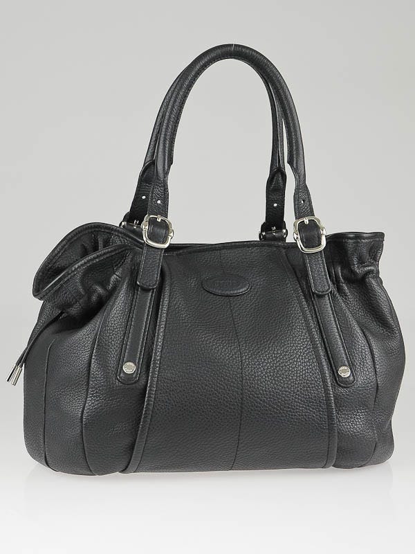 Tod's Black Calfskin Leather G-Bag Media Shopping Tote Bag