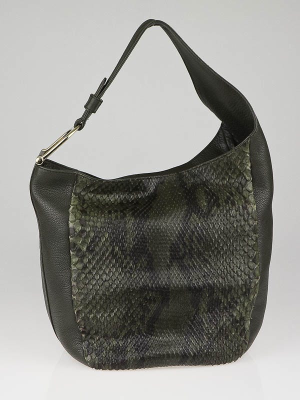 Gucci Green Python and Leather Greenwich Hobo Bag