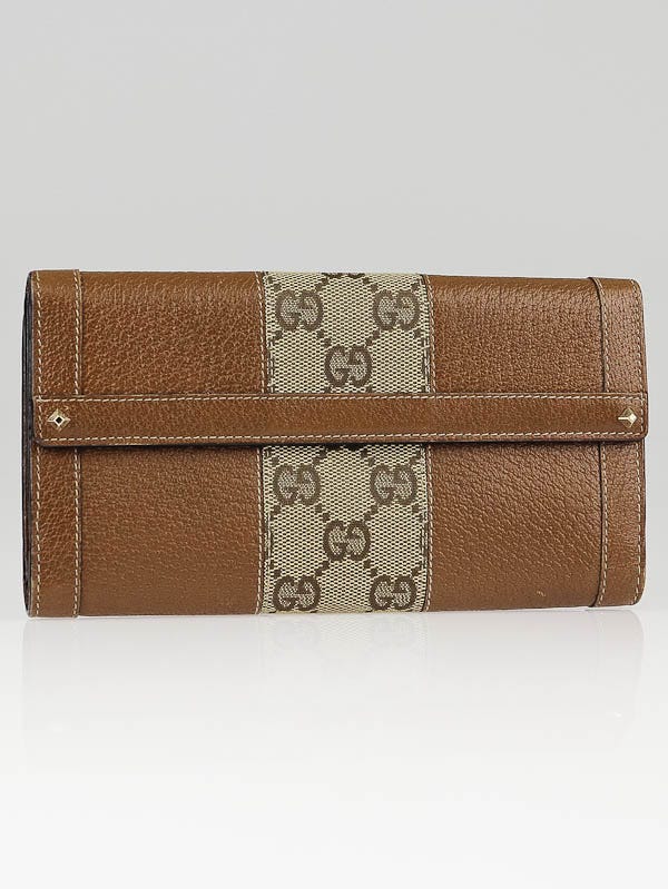 Gucci Beige/Brown GG Canvas and Leather Monogram Continental Wallet