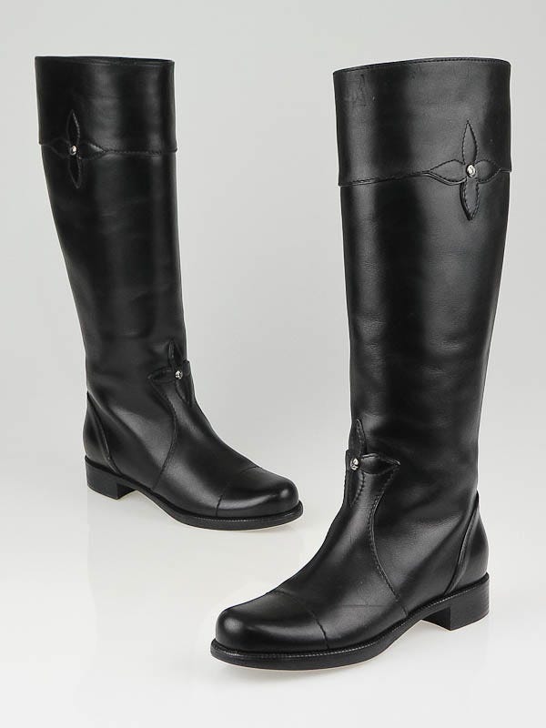 Louis Vuitton Black Leather Notting Hill Flat Boots Size 6.5/37
