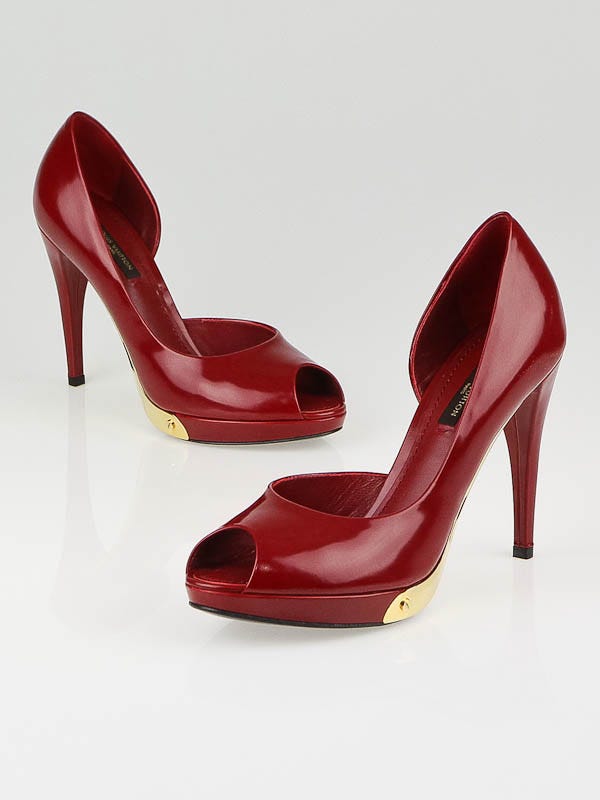 Louis Vuitton Rouge Leather Sensual Peep Toe Pumps Size 6/36.5