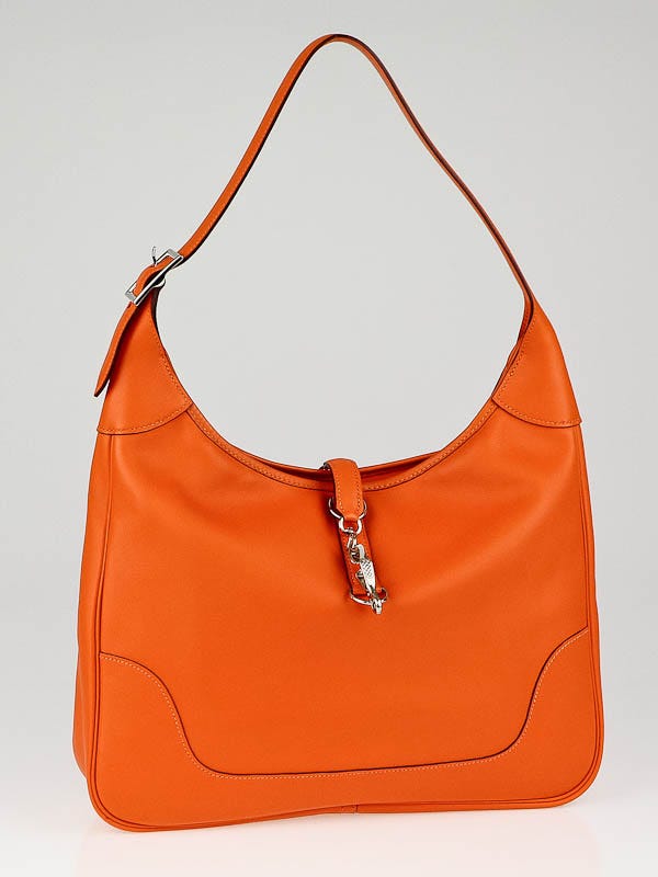 Hermes 35cm Orange Swift Leather Trim II Bag