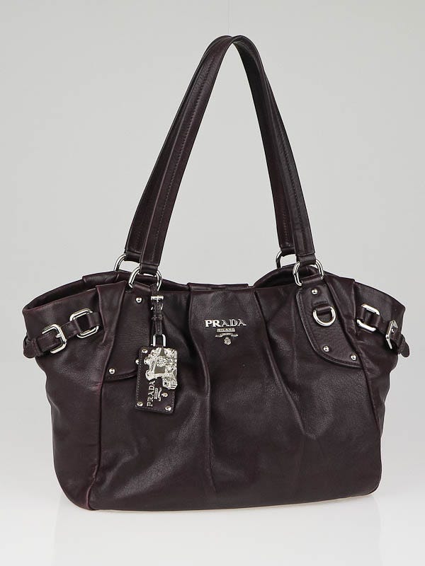 Prada Prugna Soft Calfskin Leather Shopping Tote Bag BR3974