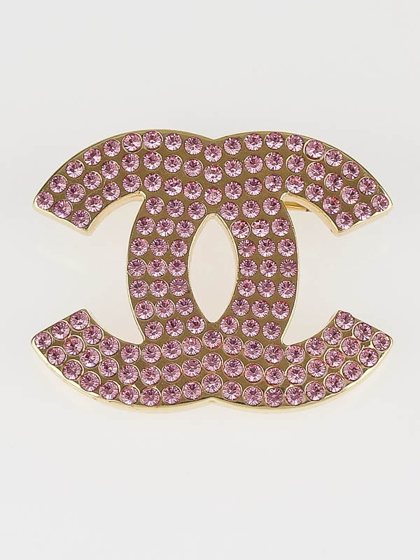Chanel Pink Swarovski Crystal CC Brooch