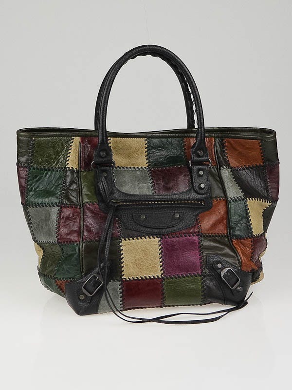Balenciaga Multicolor Patchwork Leather Small Sunday Tote Bag