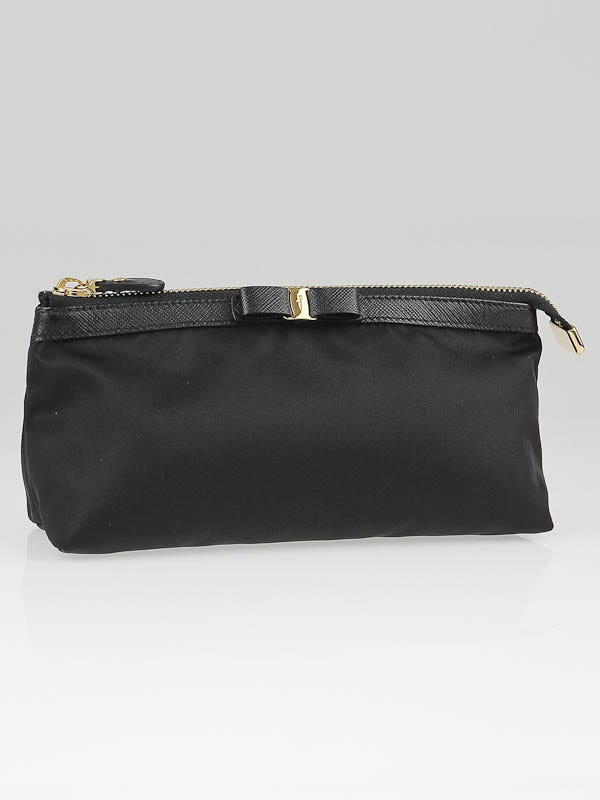Salvatore Ferrgamo Black Nylon Small Cosmetic Bag