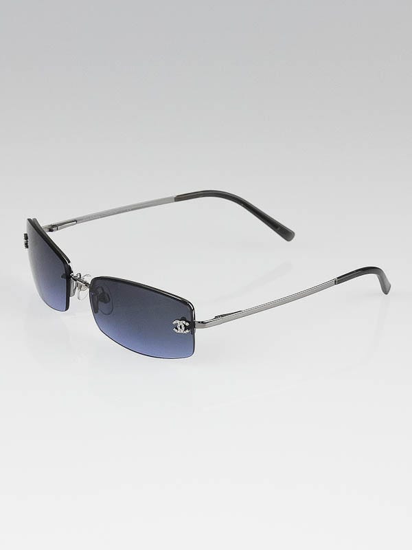 Chanel Blue Gradient Rimless Rhinestone CC Logo Sunglasses -4093-B