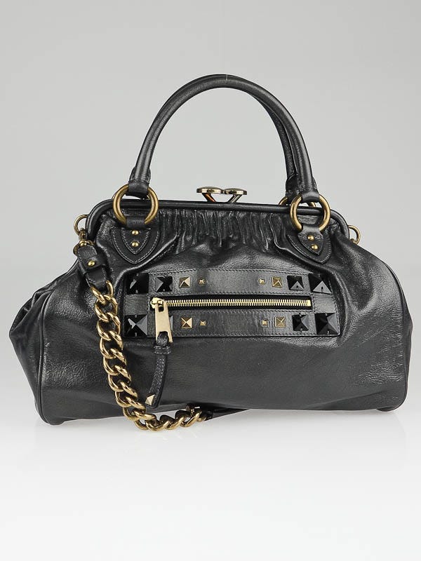 Marc Jacobs Black Metallic Leather Firebird Stam Bag