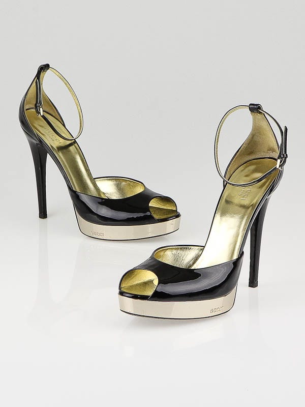 Gucci gold 2024 platform heels