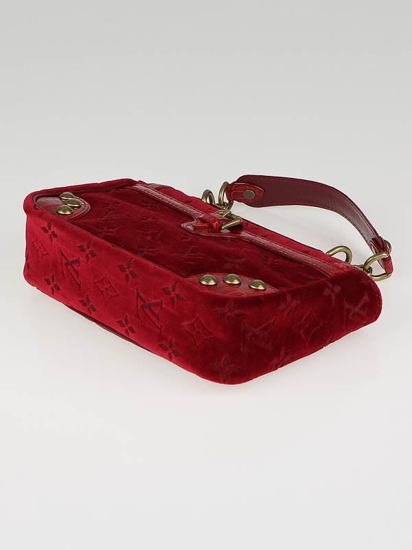 Louis Vuitton Alligator-Trimmed Monogram Velours Irvine Bag - Red
