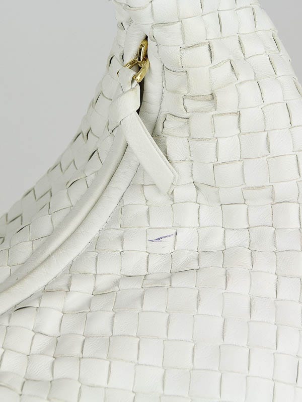 BOTTEGA VENETA White Large Woven Hobo Bag For Sale at 1stDibs  bottega  white bag, bottega veneta white handbag, bottega veneta authenticity tag