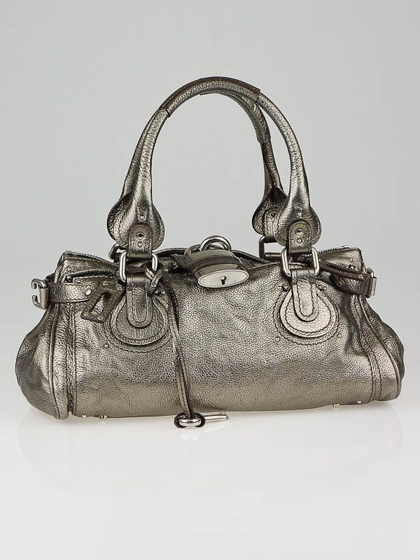 Chloe Acier Leather Paddington Medium Stachel Bag