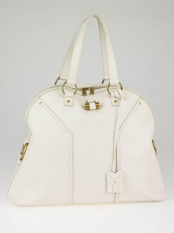 Yves Saint Laurent White Leather Oversized Muse Bag