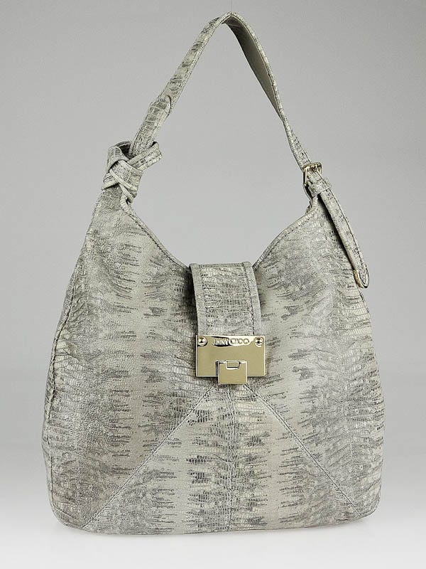 Jimmy Choo Grey Snakeskin Rahmyn Hobo Bag