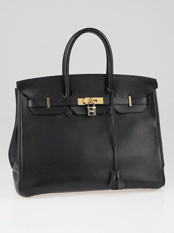 Hermes 35cm Black Swift Leather Gold Plated Hardware Birkin Bag