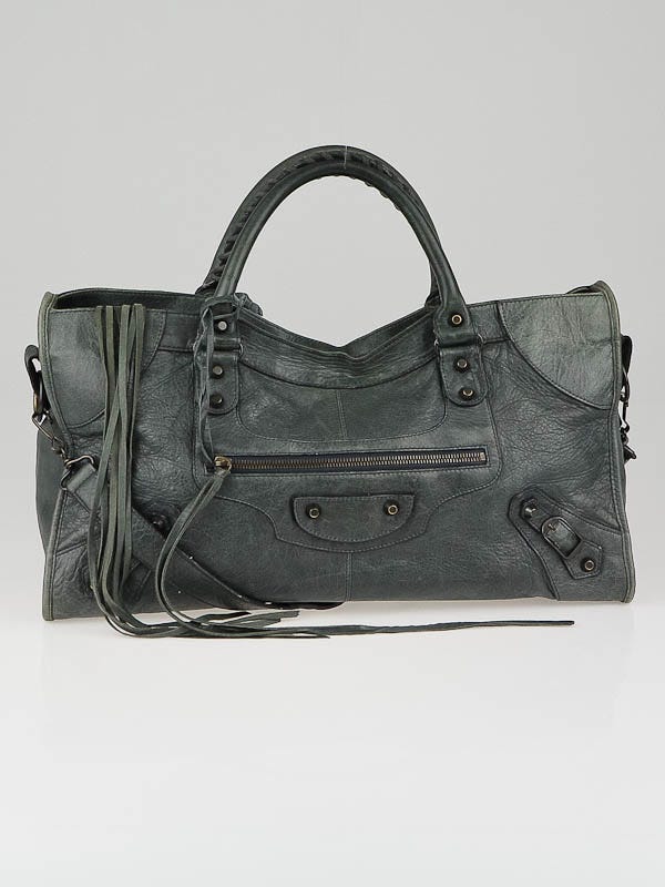 Balenciaga Anthracite Lambskin Leather Part Time Bag