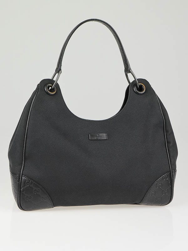 Gucci Black Canvas and Guccissima Leather Trim Colbert Shoulder Bag