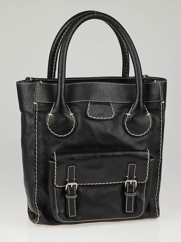 Chloe Black Leather Large Edith Tote Bag