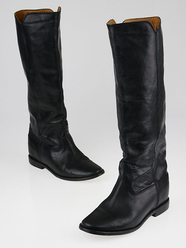 Isabel Marant Etoile Black Leather Chess Tall Boots Size 6.5/37